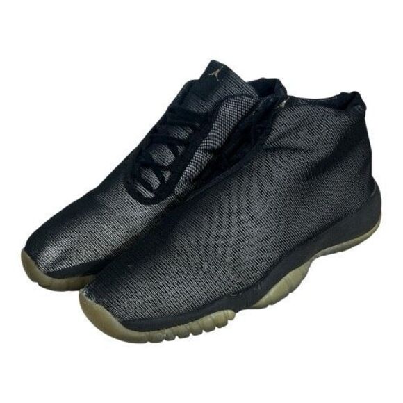 Air Jordan Future Black Mesh Reflective Sneakers Size 7Y Boys High Top Lace Up - Picture 1 of 12